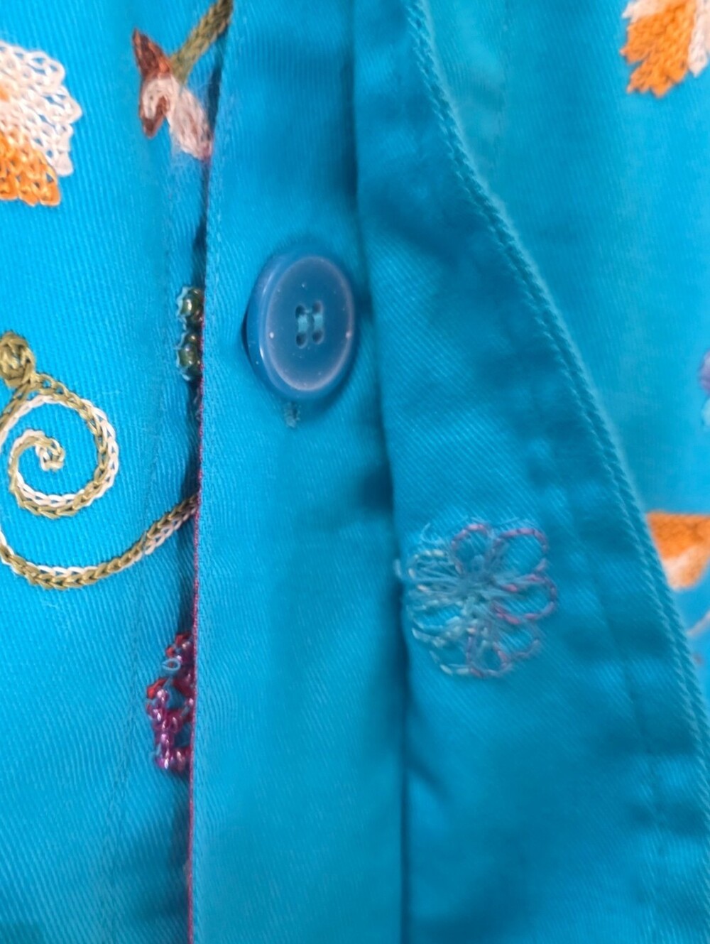NEW Quacker Factory Turquoise Floral Embroidered Beaded Jacket Large - Picture 5 of 6